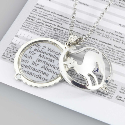 Necklace with a cat pendant AND a magnifying glass
