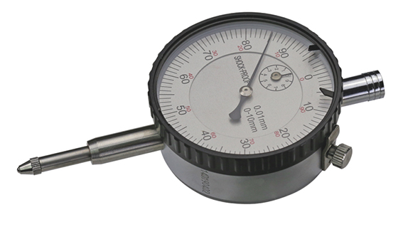 Comparateur de précision, protégé contre les chocs, Ø extérieur : 58 mm,  Lecture 0,01 mm, Plage de mesure 10 mm, 1 tour d'aiguille : 1,0 mm